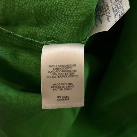 Jones New York Green Embroidered Linen Top - Picture 6 of 6